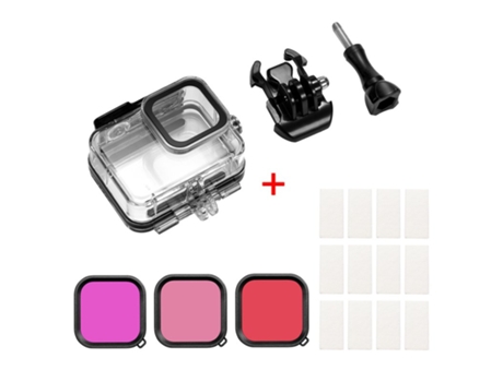Para Gopro Hero 8 Camero Dispositivo pantalla Carcasa impermeable Película antivaho Filtro 3 colores Antiarañazos Antichoque Protección general Car...