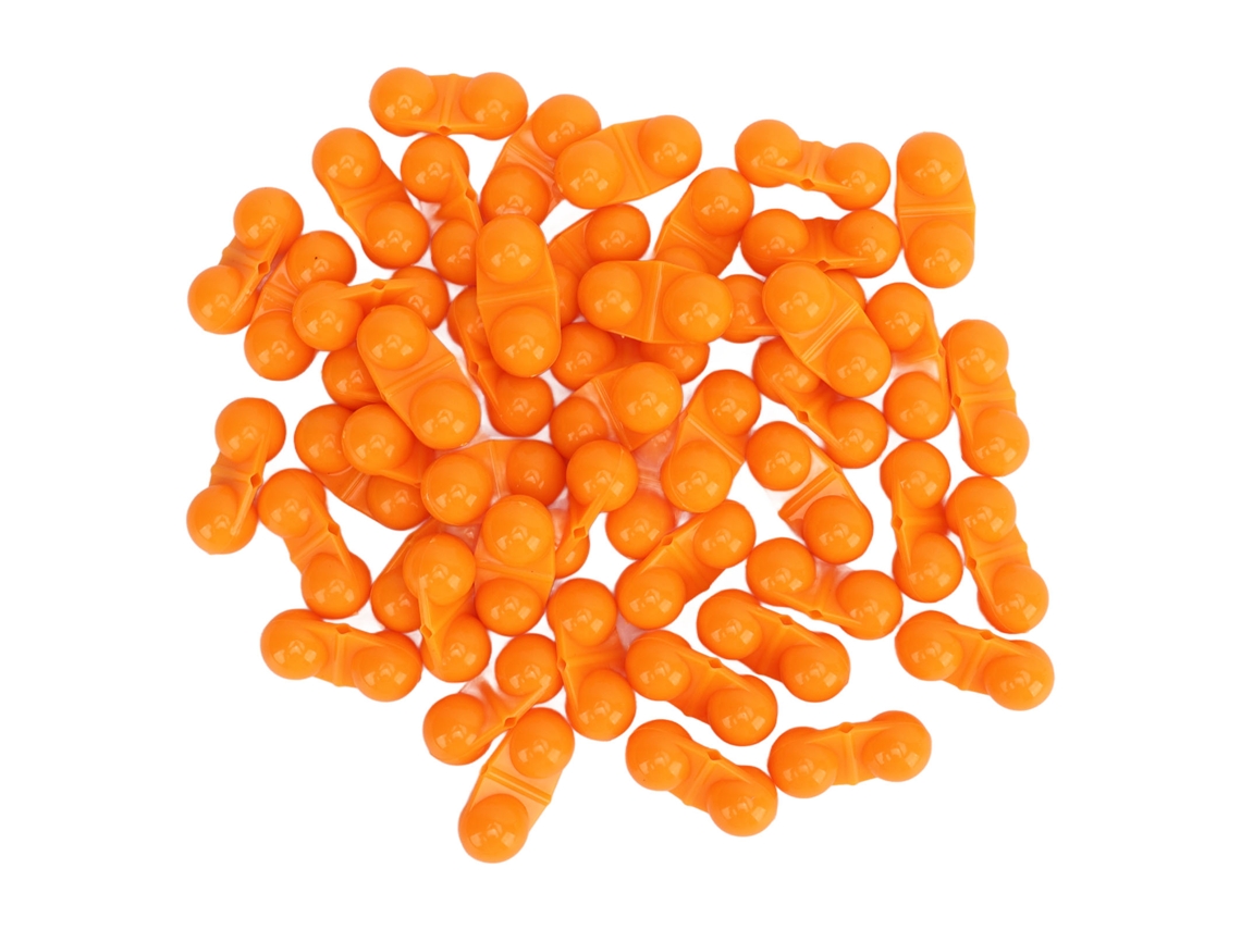 50 cuentas de pesca con forma de campana y estuche naranja