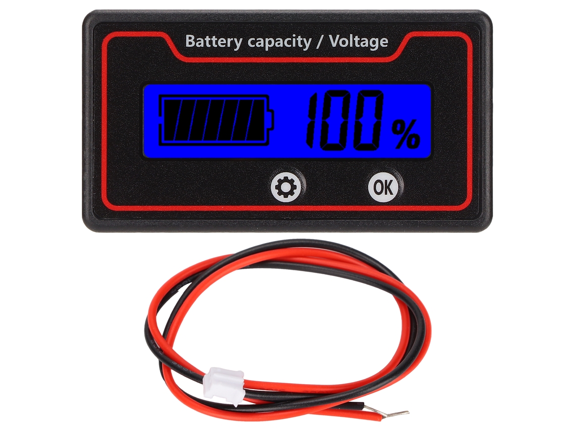 Medidor De Batería Con Luz De Alarma, Pantalla Lcd, Capacidad Segura, Voltaje 12-84v, Luz Azul Para Vehículos Eléctricos.