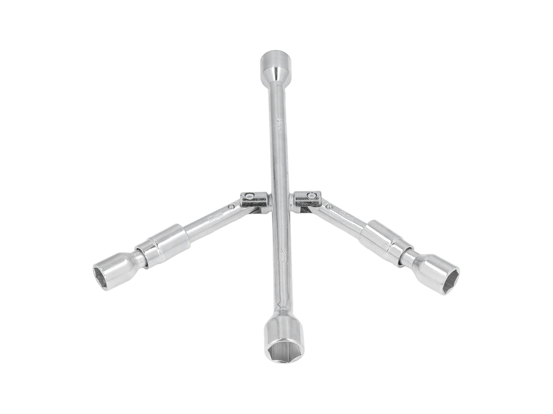 Chave De Cruz 4 Vias De Aço Carbono Alto Plegável 180° Para Reparo De Carros 14in
