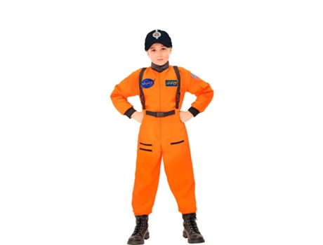 Disfraz de Niño WIDMANN astronauta naranja con insignia (Tam.: 8 a 10 anos)
