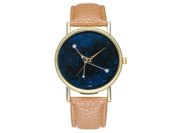 Reloj Zhoulianfa Star T121-a Cuero Crema Quartz Juvenil Tendencia Unisex