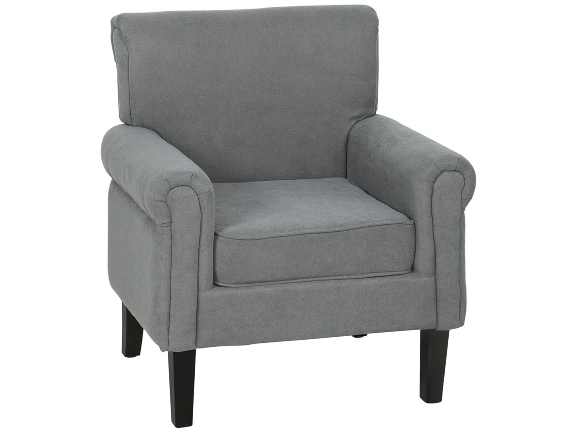 Butaca De Salón Tapizada En Tela Sillón Relax Con Reposabrazos Asiento Extraíble Para Dormitorio 79x72,5x88 Cm Gris