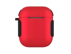 Estuche 2 en 1 para auriculares AirPods 2/1, rojo, con textura mate y contraste de color en PC + TPU.