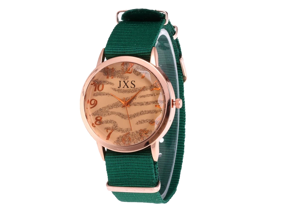 Reloj De Pulsera De Cuarzo Para Mujer, Estilo Sencillo, Esfera Redonda Y Correa De Lona (verde).