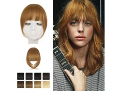 Flequillo francés castaño claro con pinzas, extensiones laterales incluidas, cabello humano para un look relajado y natural para el día a día...