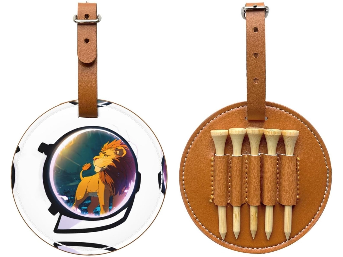 Bolsa de golf Lion In The Mirror negra para tees: fácil de transportar y más eficiente para jugar al golf.