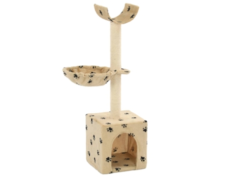 vidaXL Rascador para gatos poste de sisal 105 cm huellas beige