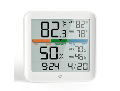 Higrómetro de pantalla grande, reloj de temperatura y humedad con pantalla a color, reloj electrónico digital multifunción