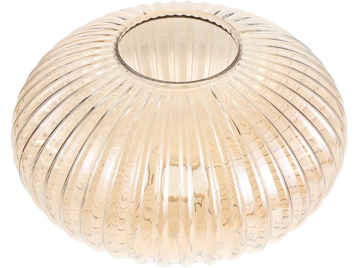 Difusor De Lámpara Colgante Esférico De Repuesto, Redondo, De Cristal, 250 X 150 Mm, Color Ámbar Y Con Superficie Acanalada.