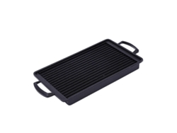 Parrilla portátil para barbacoa con superficie antiadherente, placa rectangular de aluminio ligera para uso en exteriores.