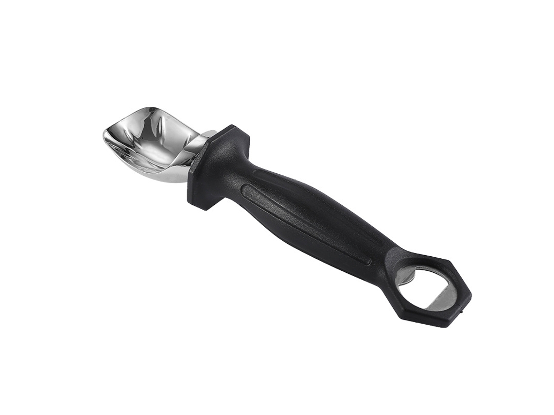 Colher De Sorvete Multifuncional Preta - Aço Inoxidável, Com Abridor De Garrafas, Durável, Versátil