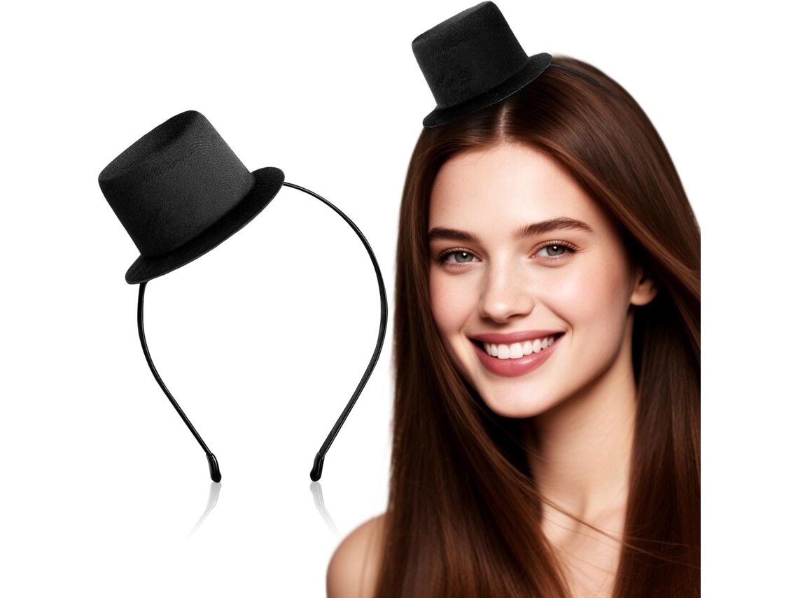 Serrage-tête Chapeau Haut De Forme Mini Negro En Polyester Ligero Pour Mujers Adultos, Design Unique