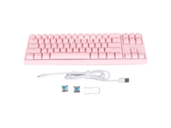 Teclado Mecánico Para Juegos, 71 Teclas, Interruptor Azul, Luz Lateral Rgb, Usb-c Rosa.