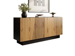 Aparador 160 Cm - Gran Almacenamiento, Diseño Geométrico, Estante Ajustable - Negro/madera