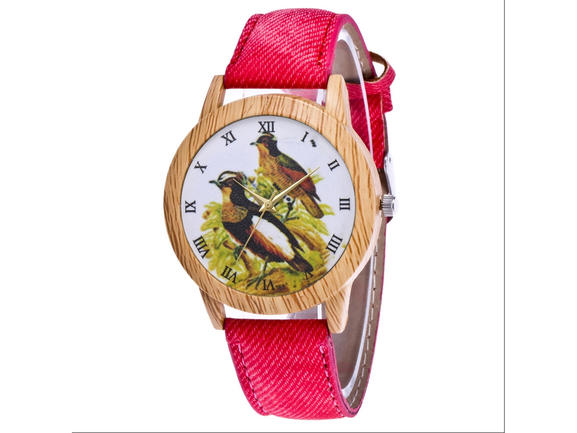 Reloj De Pulsera De Cuarzo Unisex Con Correa De Jean Zhoulianfa Moda Animales Rojo