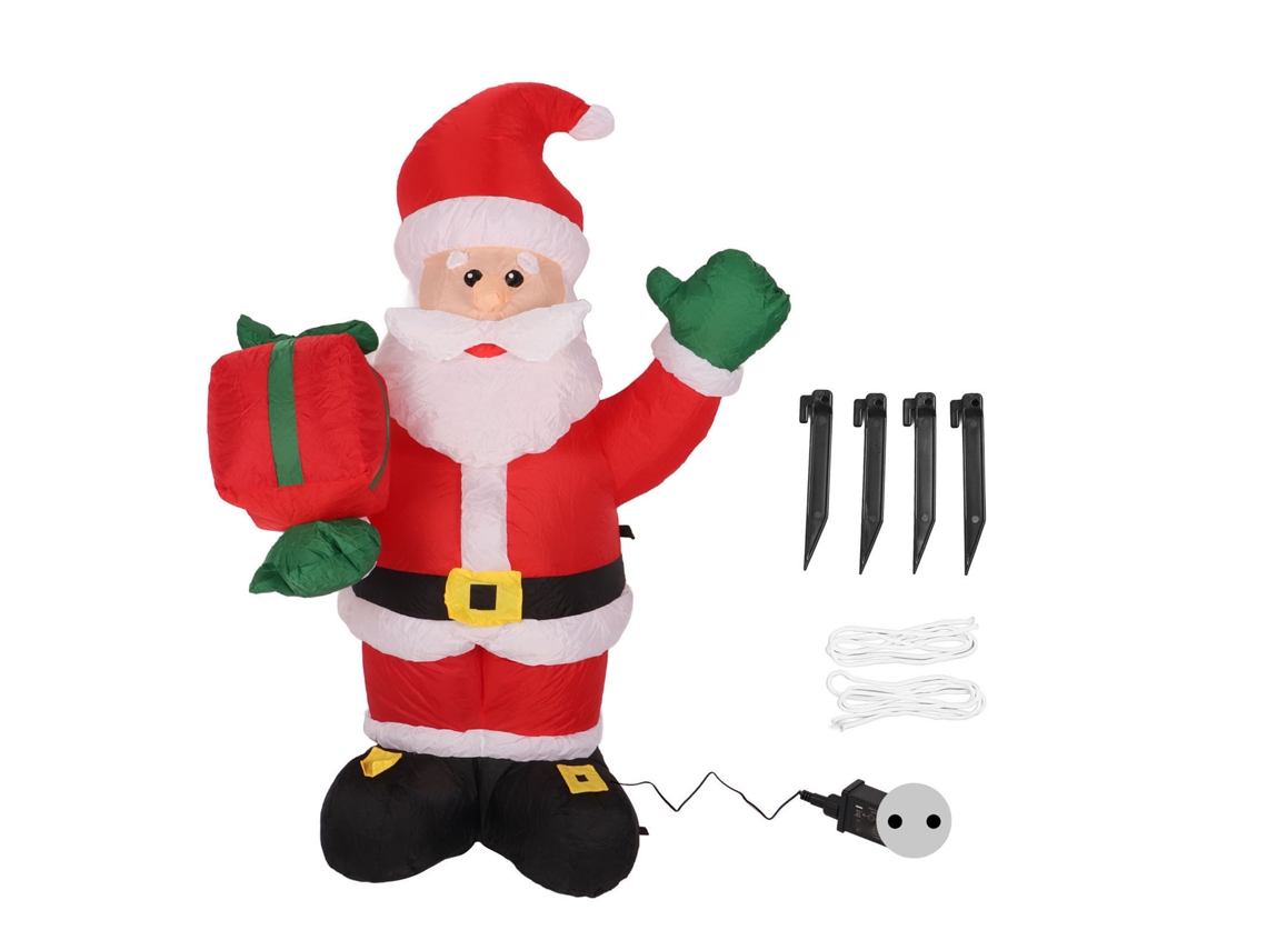 Adorno Navideño Inflable De Papá Noel Con Regalo, 1,35 M, Fibra De Poliéster Para Jardín Exterior, Enchufe Europeo 220v.