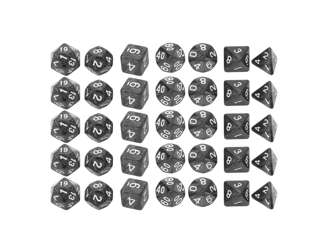 Kit Ymsl con 35 dados de plástico con números blancos, diseño perlado, dados poliédricos para juegos, mesa y educación infantil temprana Hxl
