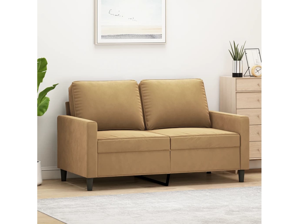 Sofá De 2 Plazas | Sofá De Salón | Sofá De Descanso Terciopelo Marrón 120 Cm Wsd869259