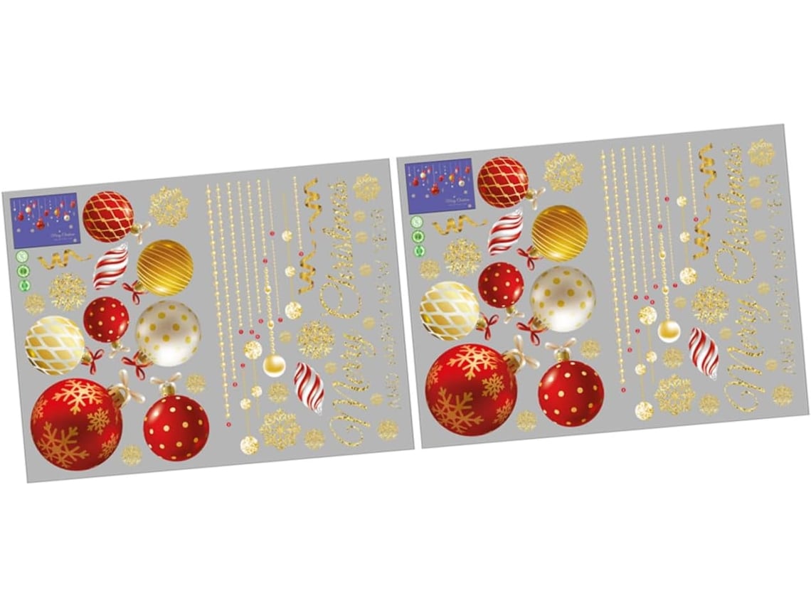 Pegatinas Pared Navideñas Rojas 2 Unidades Pvc Impermeable Reutilizables Decoración Hogar Celebraciones