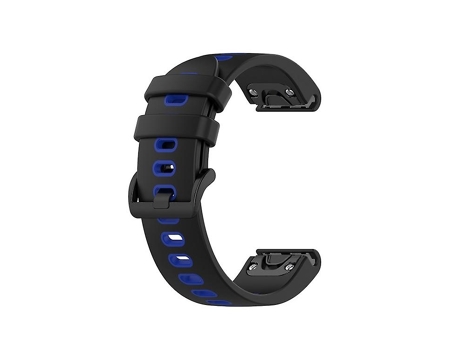 Correa para Garmin Fenix 5 22 mm Correa de reloj deportivo de silicona Bicolor Negro-Azul VENISYMLIS