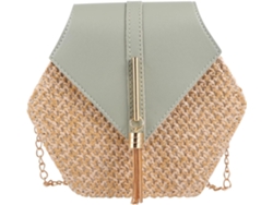 Bolso Bandolera De Piel Sintética Con Cadena De Paja Y Borla, Elegante Y Fácil De Abrir, Capacidad