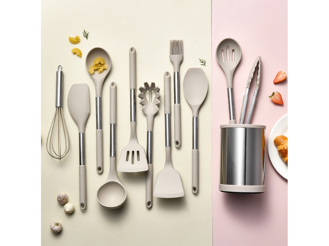 Juego de utensilios de cocina de silicona (resistentes al calor, aptos para hornear)