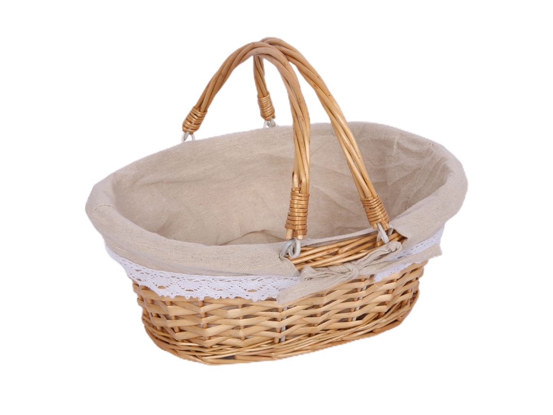 Cesta De Merienda De Mimbre Tejida A Mano Con Asa Canasta Rústica Para Actividades De Picnic
