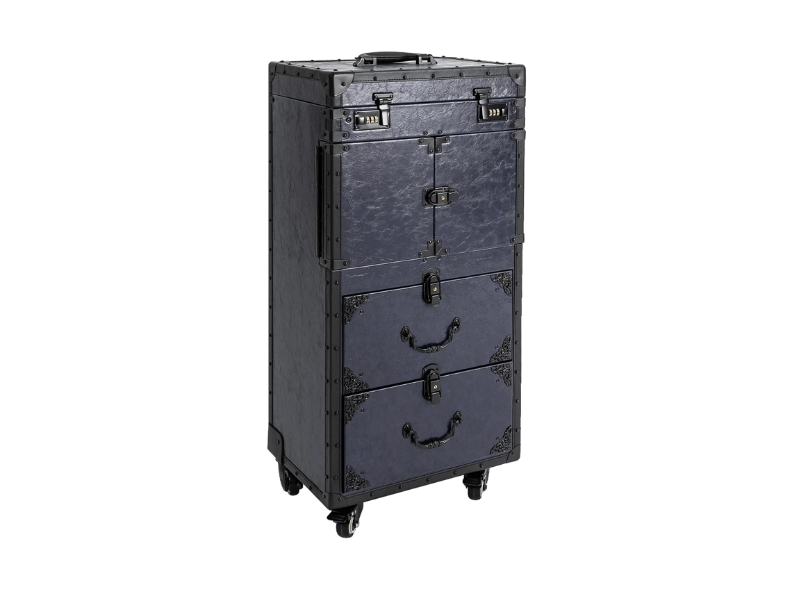 Carrito de maquillaje, almacenamiento multicapa, diseño portátil, azul OEM
