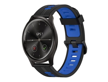 Correa para Garmin Move Style 20 mm Patrón vertical Correa de reloj de silicona bicolor Negro-Azul VENISYMLIS