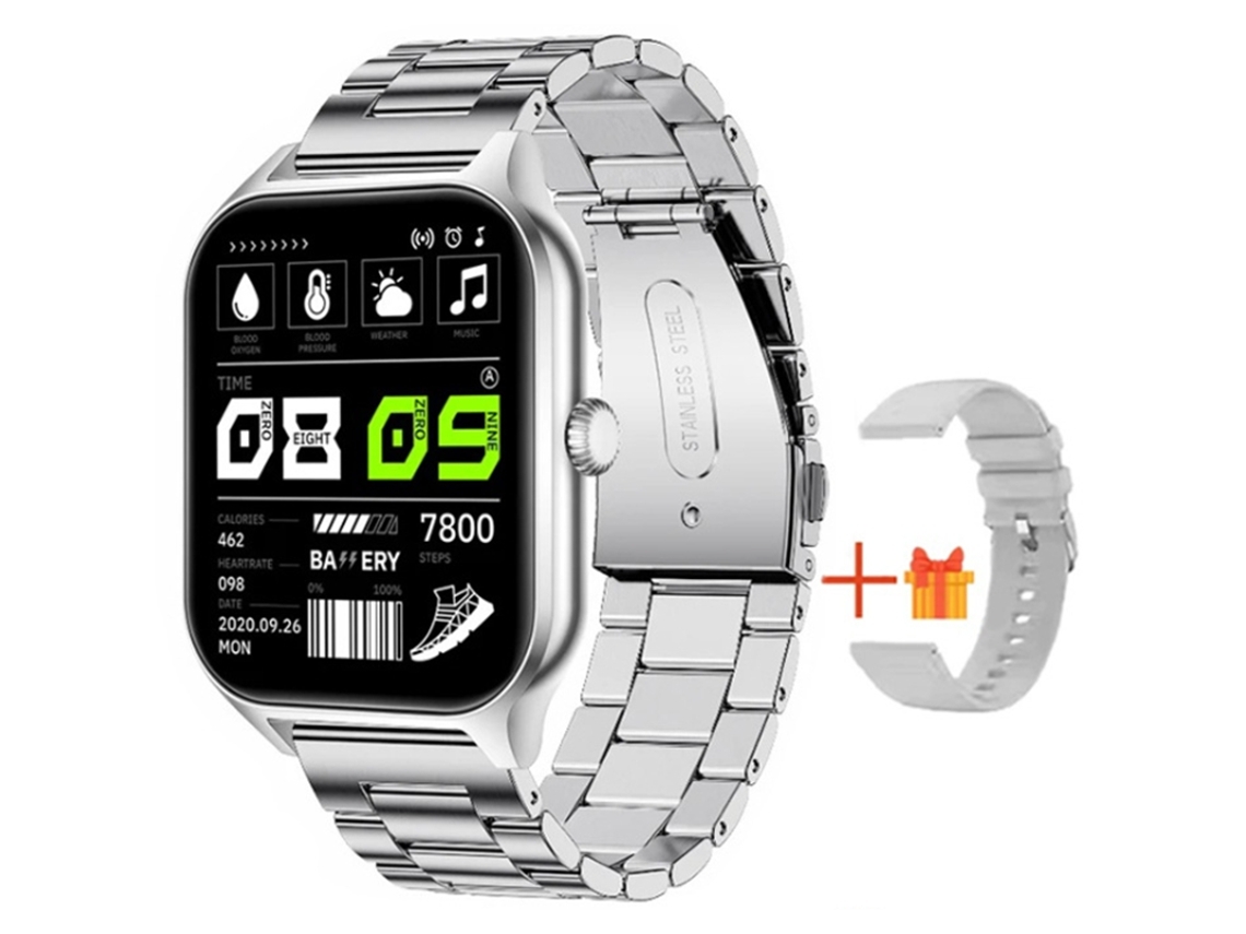 Reloj Inteligente con Monitorización de Ritmo Cardíaco Presión Arterial y Oxígeno en Sangre Llamadas Bluetooth y Pantalla Plateada Grande YEMAESRE