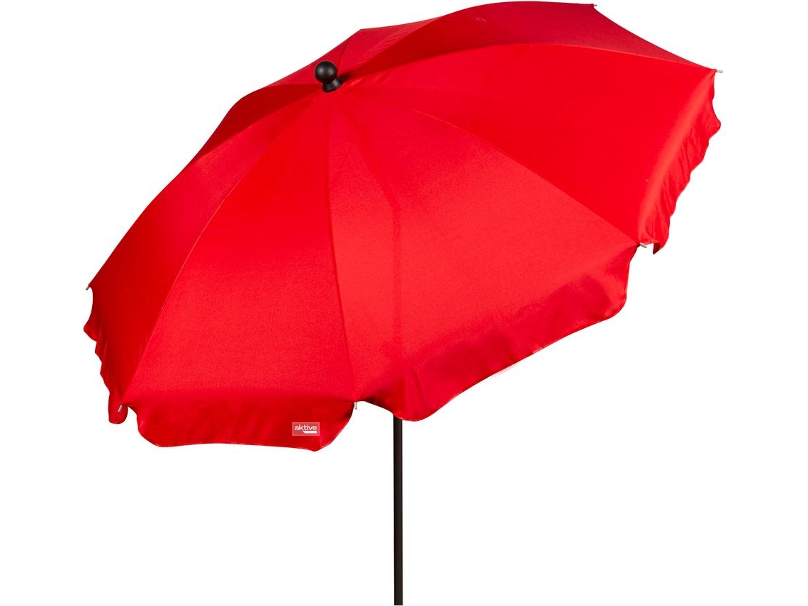 AKTIVE Sombrilla playa grande 200 cm inclinable roja UV30 c/funda