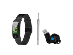 Pulsera Deportiva (rastreador De Fitness Bluetooth) Pulsera Deportiva Con Correa De Metal F4 (negro)