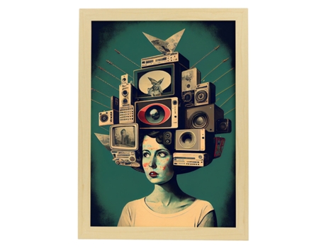 NACNIC Poster Radiodifusión En Estilo Surrealismo Cinematográfico Ilustraciones Y Grabados De Historieta Abstracta Y Artística A4 Marcos Negros