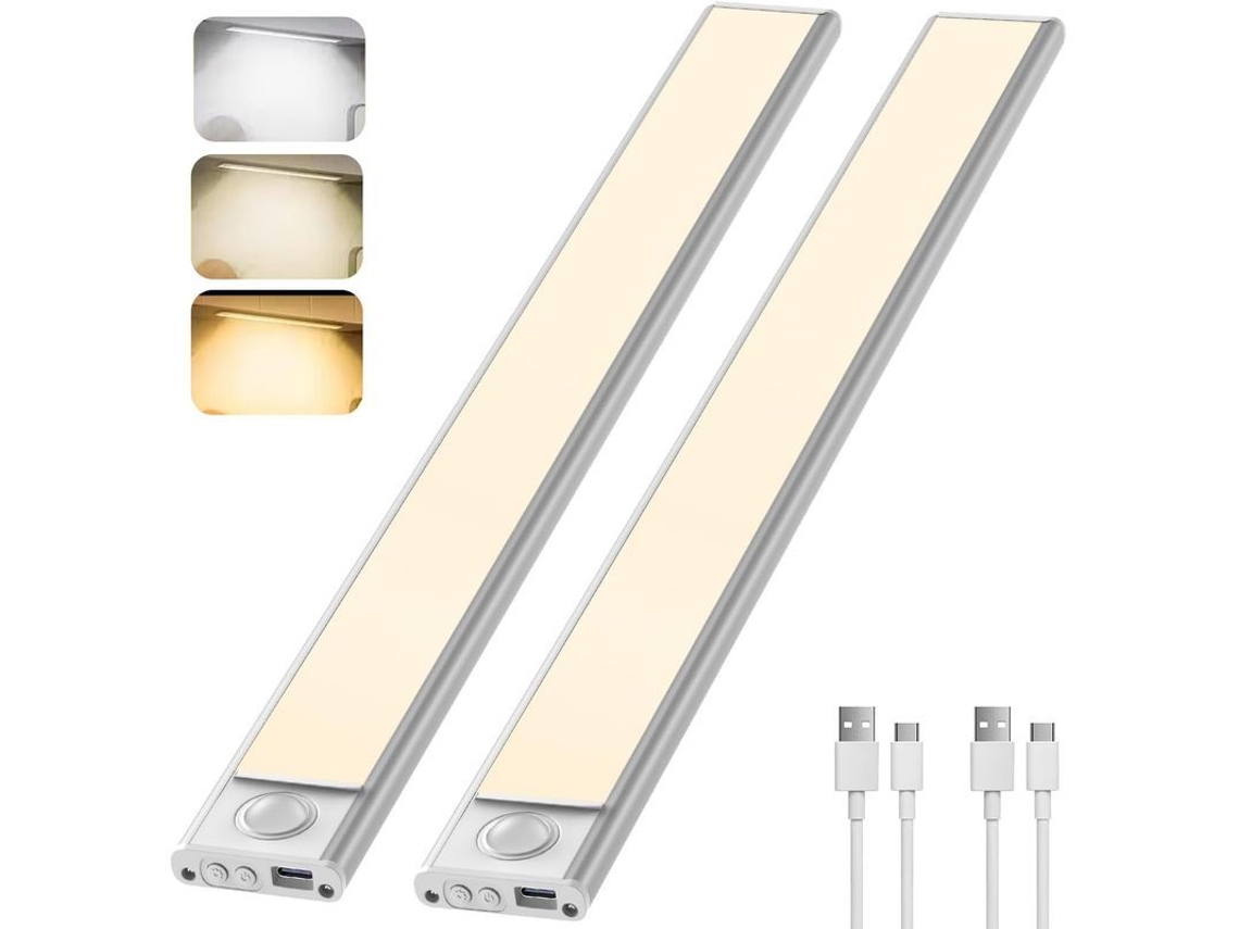 Lámpara Para Armario Con Sensor De Movimiento, 30 Cm, Led Inalámbrica, 6000 K, 3 Modos, Recargable Por Usb, 2 Unidades