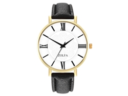 Reloj De Pulsera Para Parejas De Piel Sintética Con Correa Negra - Estilo Sencillo Y Elegante