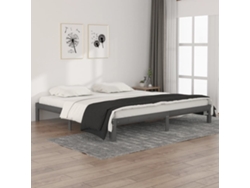 Estructura De Cama Sin Colchón Madera De Pino Gris 200x200 Cm