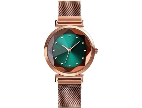 VEANXIN Relojes de pulsera de malla de acero inoxidable con pulsera de vestir para mujer-verde