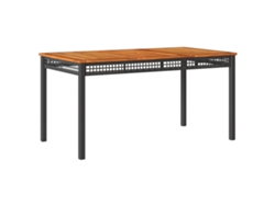 Mesa de jardín ratán sintético madera acacia negro VIDAXL (140x80x75 cm)
