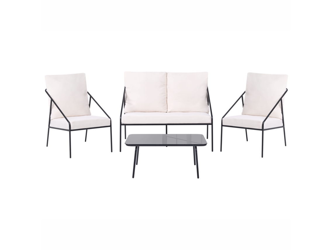 Conjunto de exterior de acero negro con almohadillas de acero negro Beliani Ustica 112x68x87