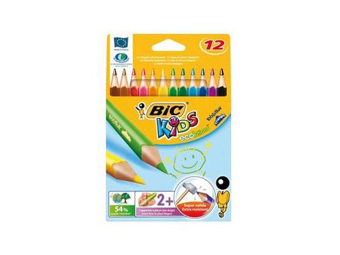 Estuche Lápices de Colores Triangular 12 Colores Surtidos Mina Ultra Resistente
