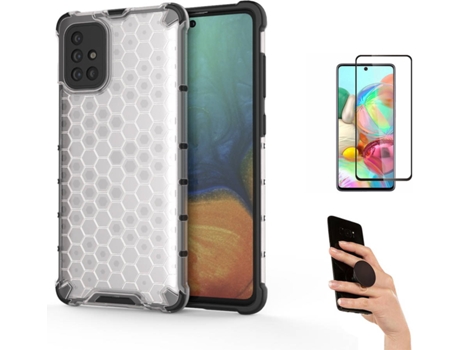 Kit Carcasa Y Protector Samsung A71 Fullcover Rumble Y Popsocket