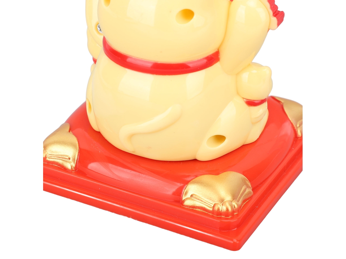 Gato De La Suerte De Plástico Solar Con Brazo Móvil, Expresión Vivaz, Amarillo, Para Decoración De Regalos