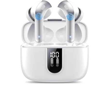 Auriculares AUJEZON Bluetooth Impermeables Sin Horas De Reproducción Mejora De Graves Blanco