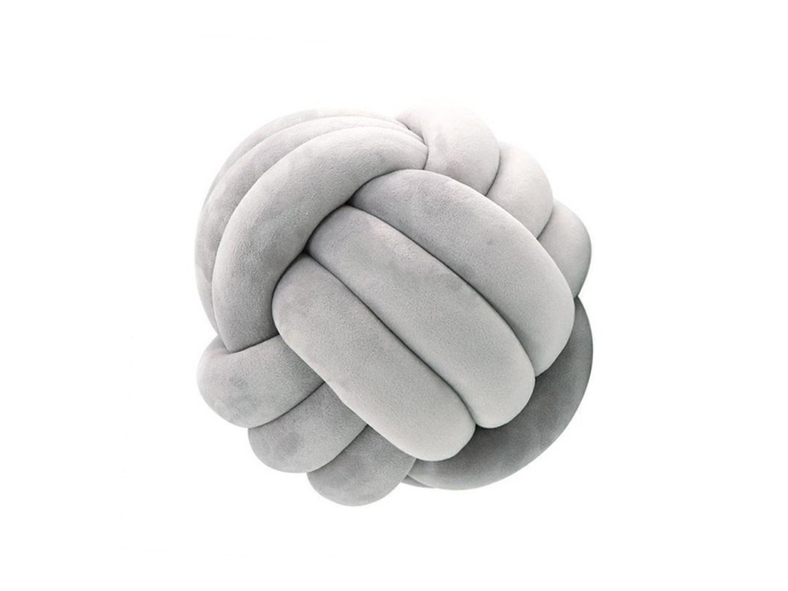 Rebe-almohada Redonda Knotted De Peluche Suave Decoración Hogar 7.9x7.9in Gris Claro