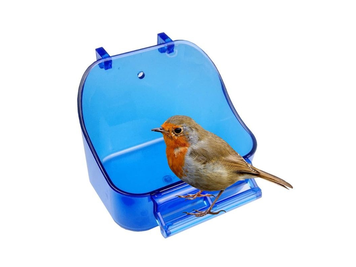 2026-lavabo Colgado Para Aves Con Funciones Múltiples Alimentador Baño Y Descanso Para Loros Pequeños Azul