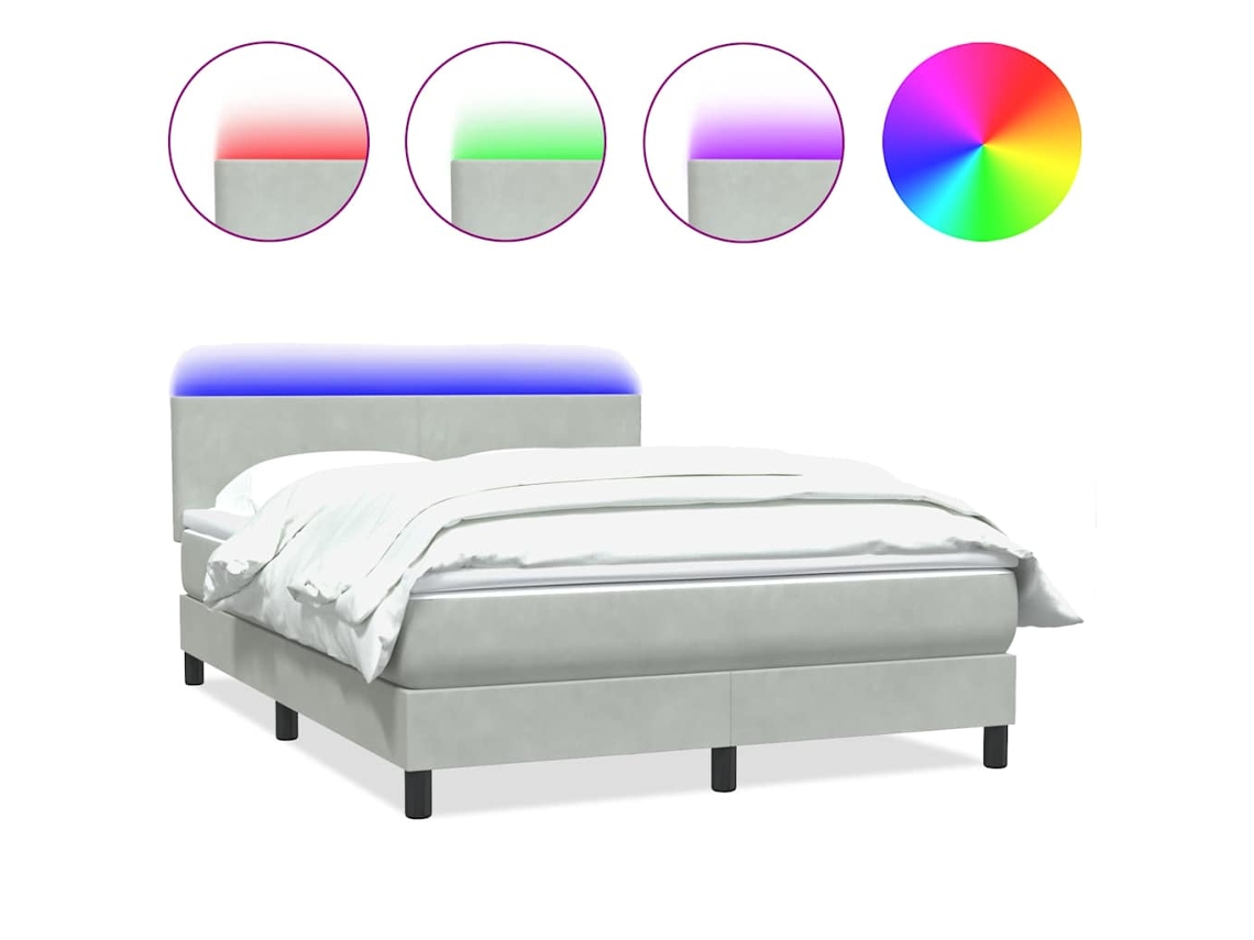 Maison Exclusive - Cama Box Spring Con Colchón Y Led Terciopelo Gris Claro 160x210 Cm