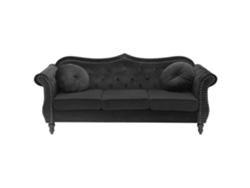 Sofá de 3 plazas BELIANI Skien de Terciopelo Negro 200x83x91