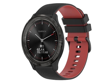 Correa De Reloj Inteligente Para Garminmove 3, Banda De Reloj De Silicona Bicolor A Cuadros Negro-Rojo De 20Mm VENISYMLIS