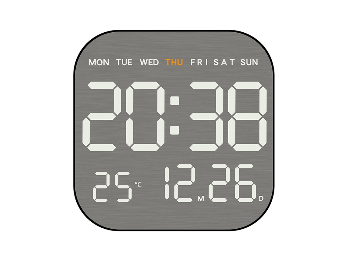 Reloj despertador electrónico Yuysan LED táctil de metal cepillado, reloj de pared multifuncional, reloj electrónico 5516, carcasa negra